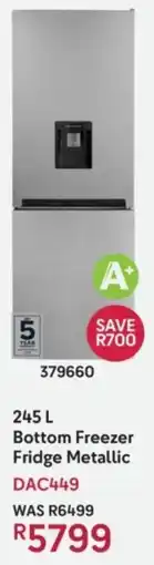 Makro Defy Bottom Freezer Fridge Metallic offer