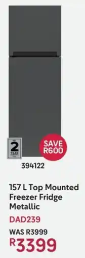 Makro Defy Top Mounted Freezer Fridge Metallic offer