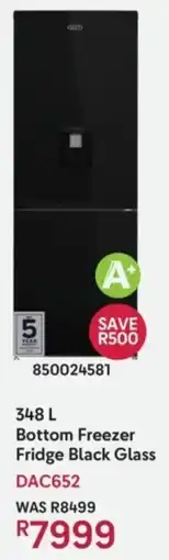 Makro Defy Bottom Freezer Fridge Black Glass offer