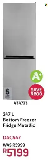 Makro Defy Bottom Freezer Fridge Metallic offer
