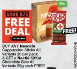 Checkers Nescafé Cappuccino Sticks All Variants offer
