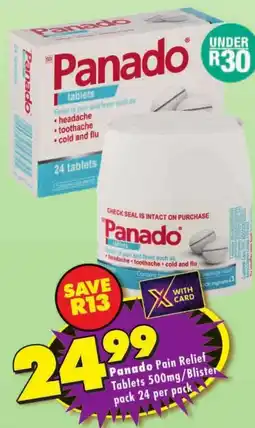 Shoprite Panado Pain Relief Tablets/ Blister offer