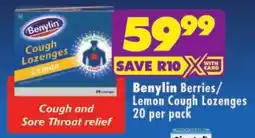 Shoprite Benylin Berries/ Lemon Cough Lozenges offer
