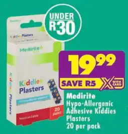 Shoprite Medirite Hypo-Allergenic Adhesive Kiddies Plasters offer