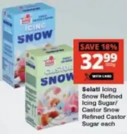 Checkers Selati Icing Snow Refined Icing Sugar/ Castor Snow Refined Castor Sugar offer