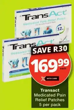 Checkers Transact Medicated Pain Relief Patches offer