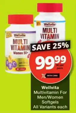 Checkers Wellvita Multivitamin For Men/ Women Softgels All Variants offer