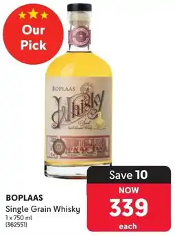 Makro’s liquor Boplaas Single Grain Whisky offer