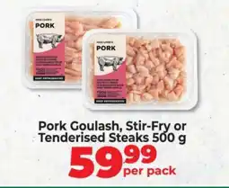 Food Lover's Market Pork Goulash, Stir-Fry or Tenderised Steaks 500 g offer