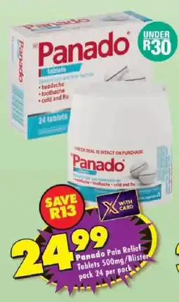 Shoprite Panado Pain Relief Tablets/ Blister pack offer