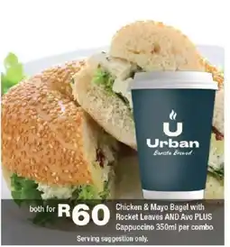 OK urban Chicken & Mayo Bagel with Rocket Leaves and Avo plus Cappuccino offer