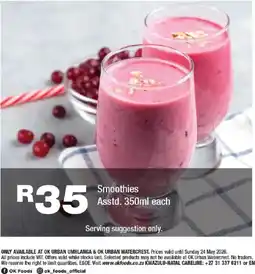 OK urban Smoothies offer