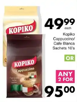 Save Kopiko Cappuccino/ Cafe Blanca Sachets offer