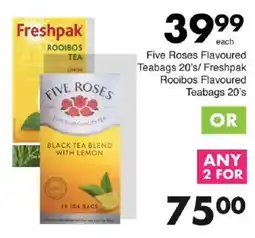 Save Five Roses Flavoured Teabags/ Freshpak Rooibos Flavoured Teabags offer