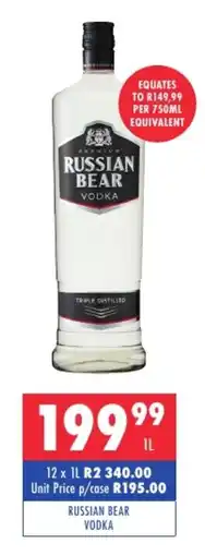 Ultra Liquors Russian bear vodka offer