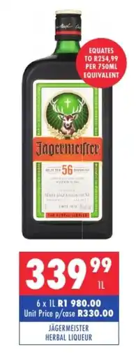 Ultra Liquors Jägermeister herbal liqueur offer