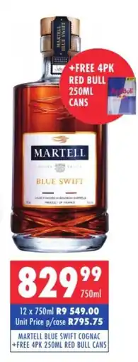 Ultra Liquors Martell blue swift cognac offer