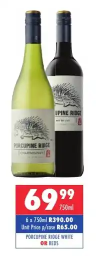 Ultra Liquors Porcupine ridge white or reds offer
