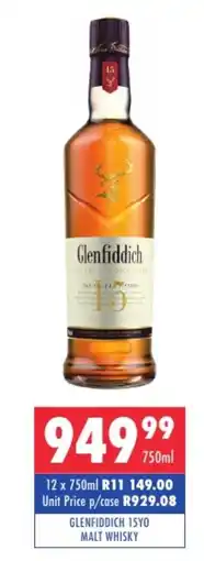 Ultra Liquors Glenfiddich 15yo malt whisky offer