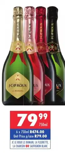 Ultra Liquors Jc le roux le domain, la fleurette, la chanson or sauvignon blanc offer
