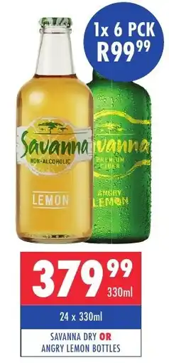 Ultra Liquors Savanna dry or angry lemon bottles offer