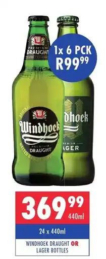 Ultra Liquors Windhoek draught or lager bottles offer