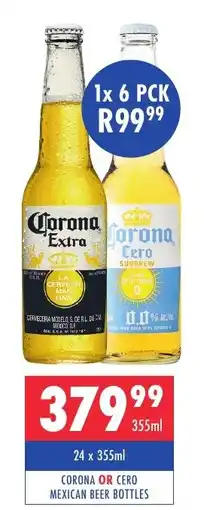 Ultra Liquors Corona or cero mexican beer bottles offer