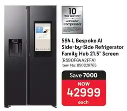 Makro Samsung Bespoke Al Side-by-Side Refrigerator Family Hub 21.5" Screen offer