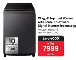 Makro Samsung Al Top Load Washer with Ecobubble and Digital Inverter Technology offer