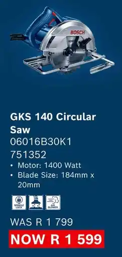 Builders Warehouse Bosch GKS 140 Circular Saw offer