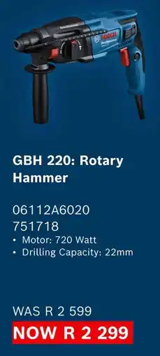 Builders Warehouse Bosch GBH 220 Rotary Hammer offer