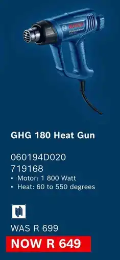 Builders Warehouse Bosch GHG 180 Heat Gun offer