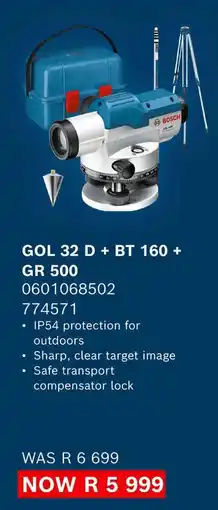 Builders Warehouse Bosch GOL 32 D + BT 160 + GR 500 offer