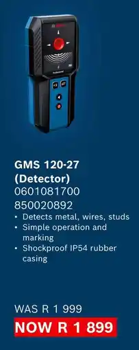 Builders Warehouse Bosch GMS 120-27 Detector offer