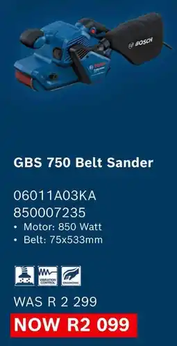 Builders Warehouse Bosch GBS 750 Belt Sander offer