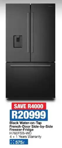 OK Furniture Hisense Black Water-on-Tap French-Door Side-by-Side Freezer-Fridge offer