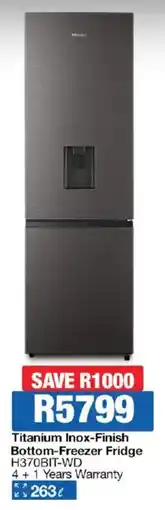 OK Furniture Hisense Titanium Inox-Finish Bottom-Freezer Fridge offer