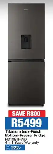 OK Furniture Hisense Titanium Inox-Finish Bottom-Freezer Fridge offer