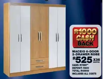 Maceio 6-door 2-drawer robe