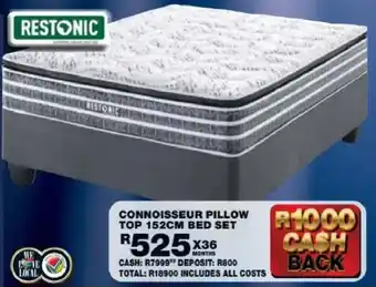 Restonic connoisseur pillow top 152cm bed set