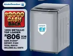 Lewis Kelvinator metallic top loader offer