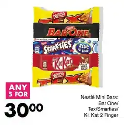 Save Nestlé Mini Bars Bar One/ Tex/ Smarties/ Kit Kat 2 Finger offer