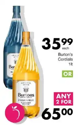 Save Burton's Cordials offer