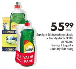 Save Sunlight Dishwashing Liquid + Handy Andy Bottle/ Sunlight Liquid + Laundry Bar offer