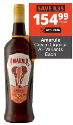 Checkers Liquor Shop Amarula Cream Liqueur All Variants offer