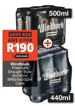 Checkers Liquor Shop Windhoek Premium Draught Beer NRB/ Cans offer