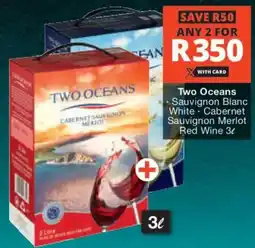 Checkers Liquor Shop Two Oceans Sauvignon Blanc White, Cabernet Sauvignon Merlot Red Wine offer