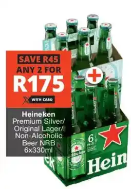 Checkers Liquor Shop Heineken Premium Silver/ Original Lager/ Non-Alcoholic Beer NRB offer