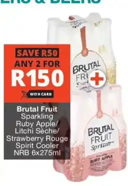 Checkers Liquor Shop Brutal Fruit Sparkling Ruby Apple/ Litchi Sèche/ Strawberry Rouge Spirit Cooler NRB offer