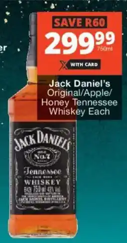 Checkers Liquor Shop Jack Daniel's Original/ Apple/ Honey Tennessee Whiskey offer